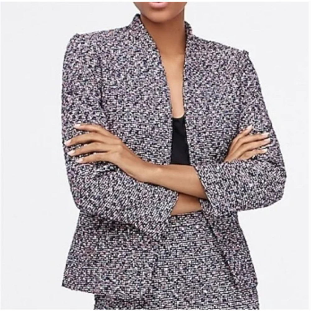 J. Crew Navy and Pink Confetti Tweed Blazer